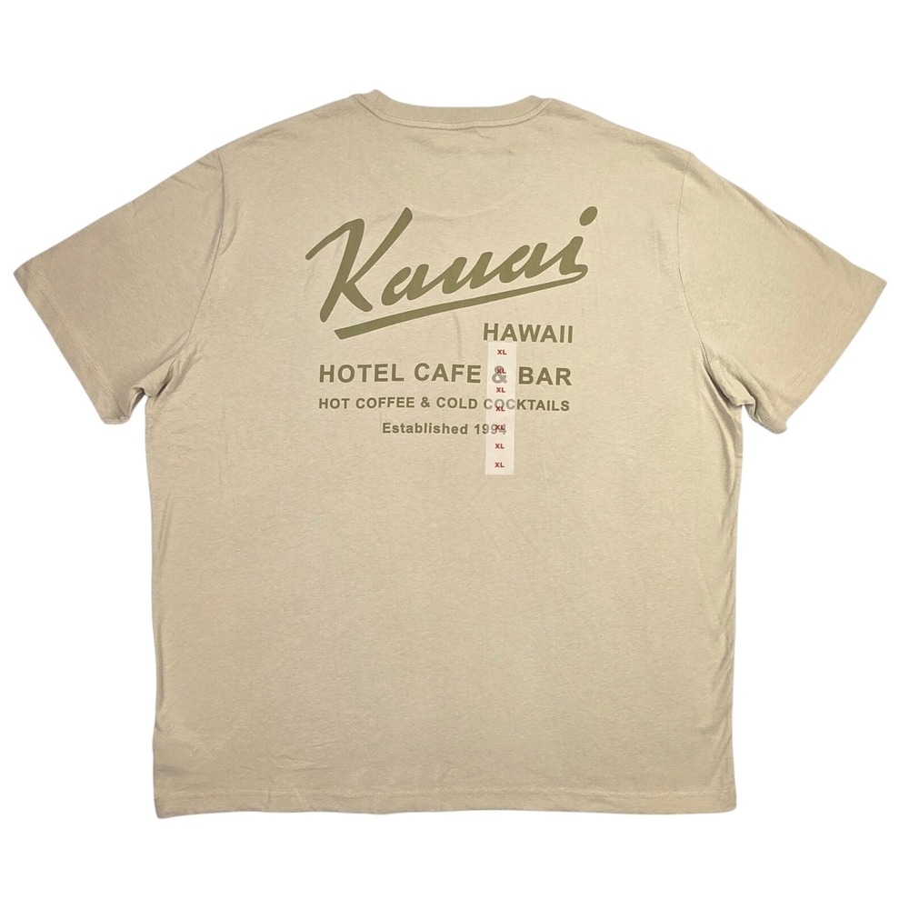 Old Navy Mens XL Kauai Hawaii Hotel Cafe & Bar Graphic T-Shirt Tan Soft-Washed